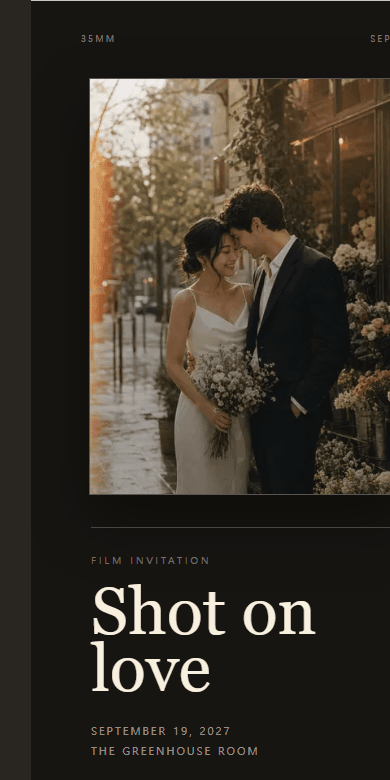 Analog Film mobile wedding invitation